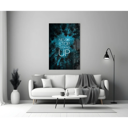 Cosmic Forest Glass Wall Art With Motivational Glow Text | Modern Wall Art Decor | vintageantiquesgifts.com