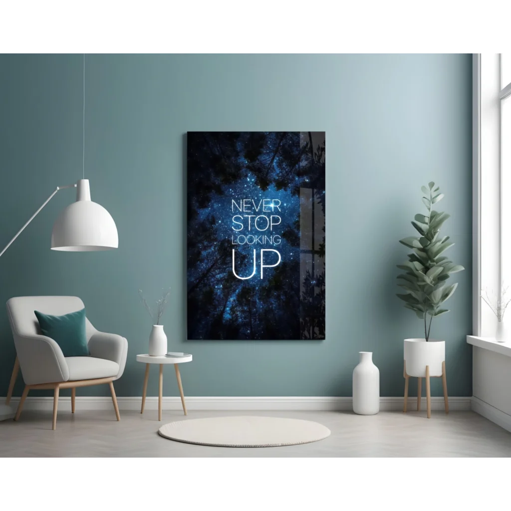 Never Stop Looking Up Starry Sky Canvas Wall Art | Contemporary Home Wall Art | vintageantiquesgifts.com