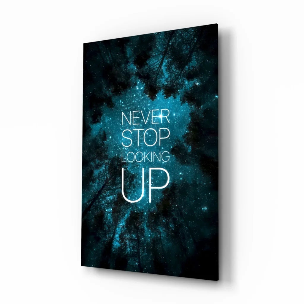 Cosmic Forest Glass Wall Art With Motivational Glow Text | Insigneart USA | vintageantiquesgifts.com