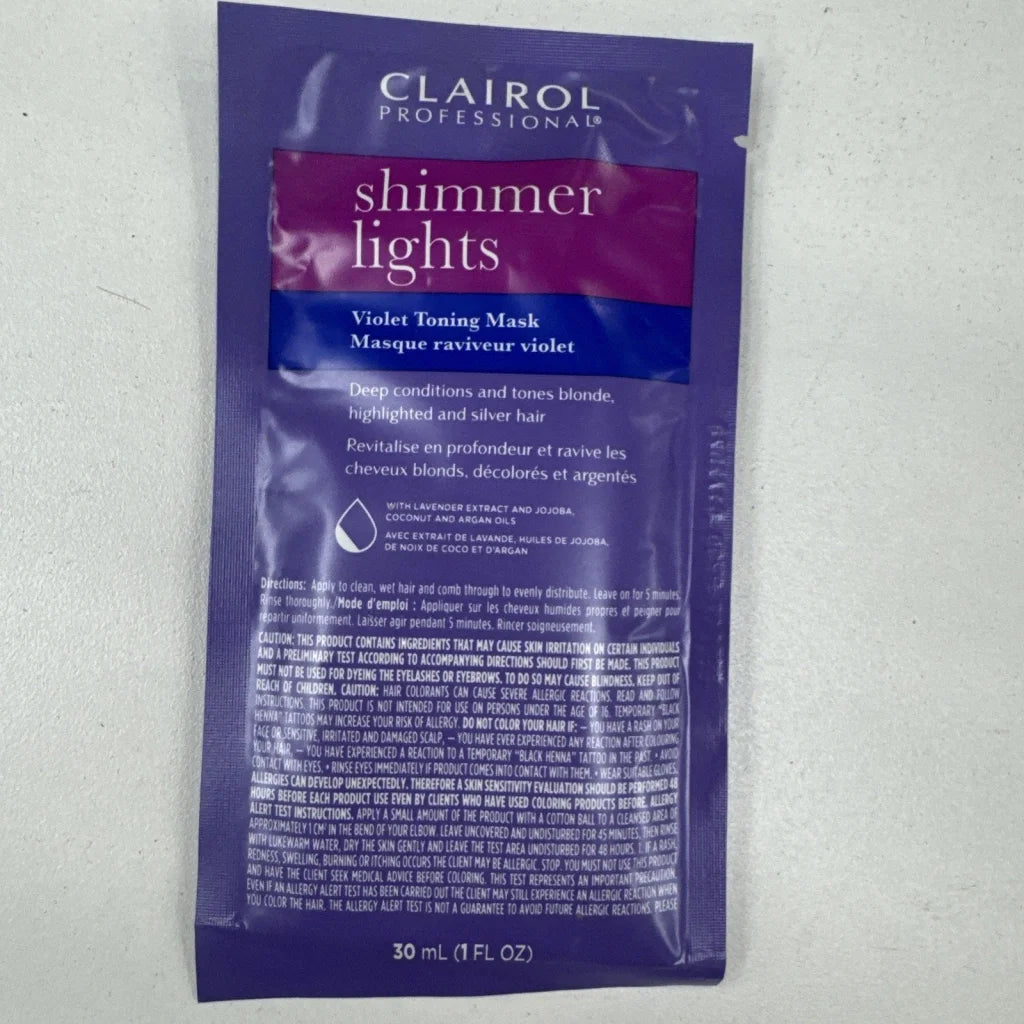 Clairol Shimmer Lights Violet toning mask purple magenta sachet 1 oz
