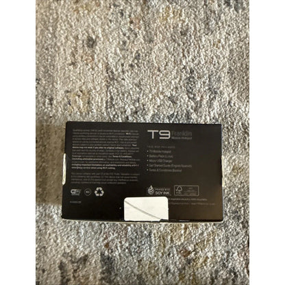Franklin T9 Black LTE mobile WiFi hotspot with white text and sticker