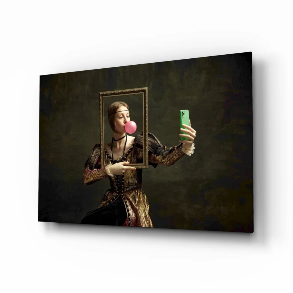 Renaissance Queen Bubblegum Pop Art Canvas Wall Art Print | Insigneart USA | vintageantiquesgifts.com