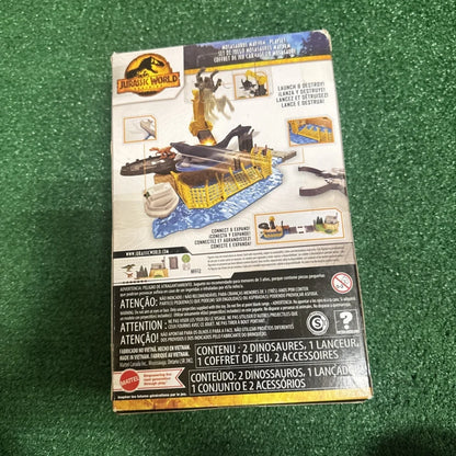 Jurassic World Dominion Mosasaurus Mayhem playset box with launcher