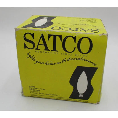 Satco 25W frosted torpedo candelabra yellow box, 25 count S3285