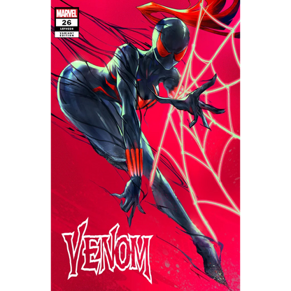 Comic book cover of Spider Woman in a black and red superhero suit for NEW VISION OF TOXIN graded comic