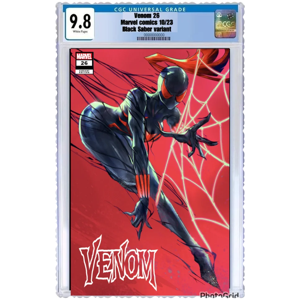 Graded Comic Book featuring Black and Red Spider Woman on red background