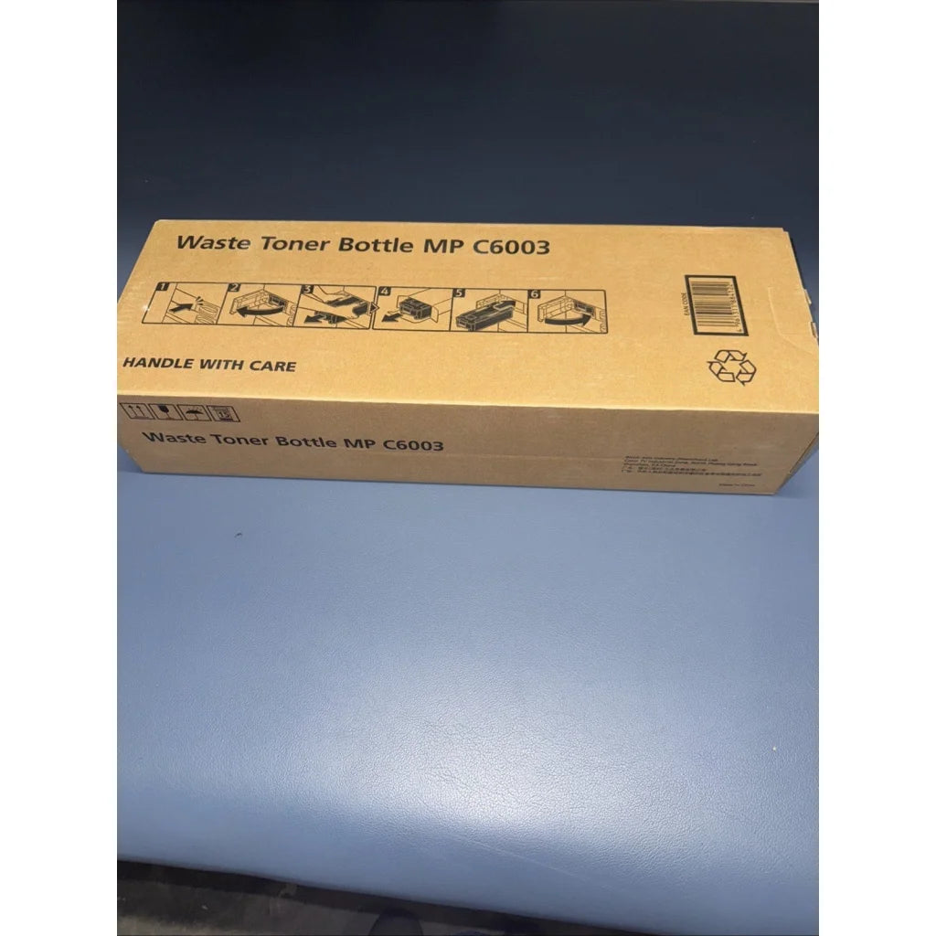 Brown waste toner bottle MP C6003 model D860-01 with recycling label