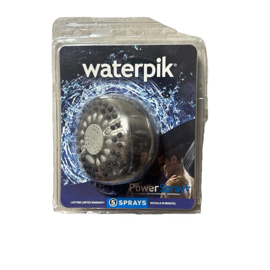 Waterpik Elements shower head, chrome Powerspray, 5 no-clog sprays