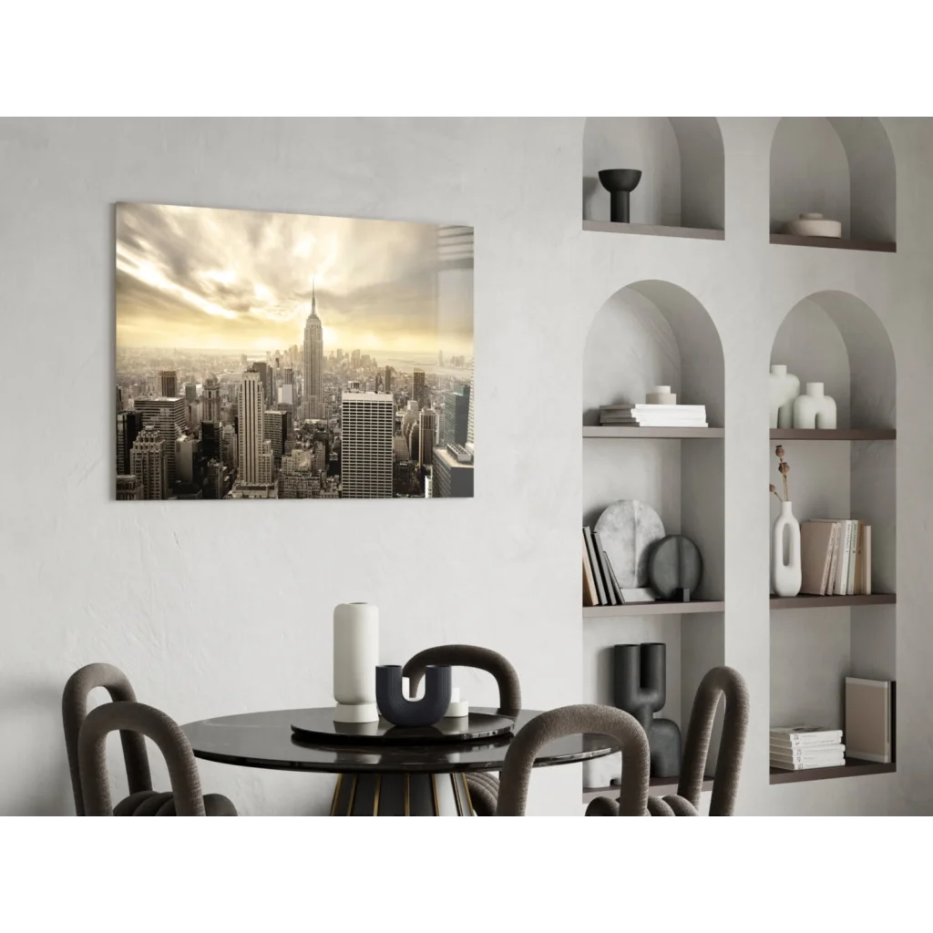 Sepia-toned vintage NYC Empire State Building wall art canvas print