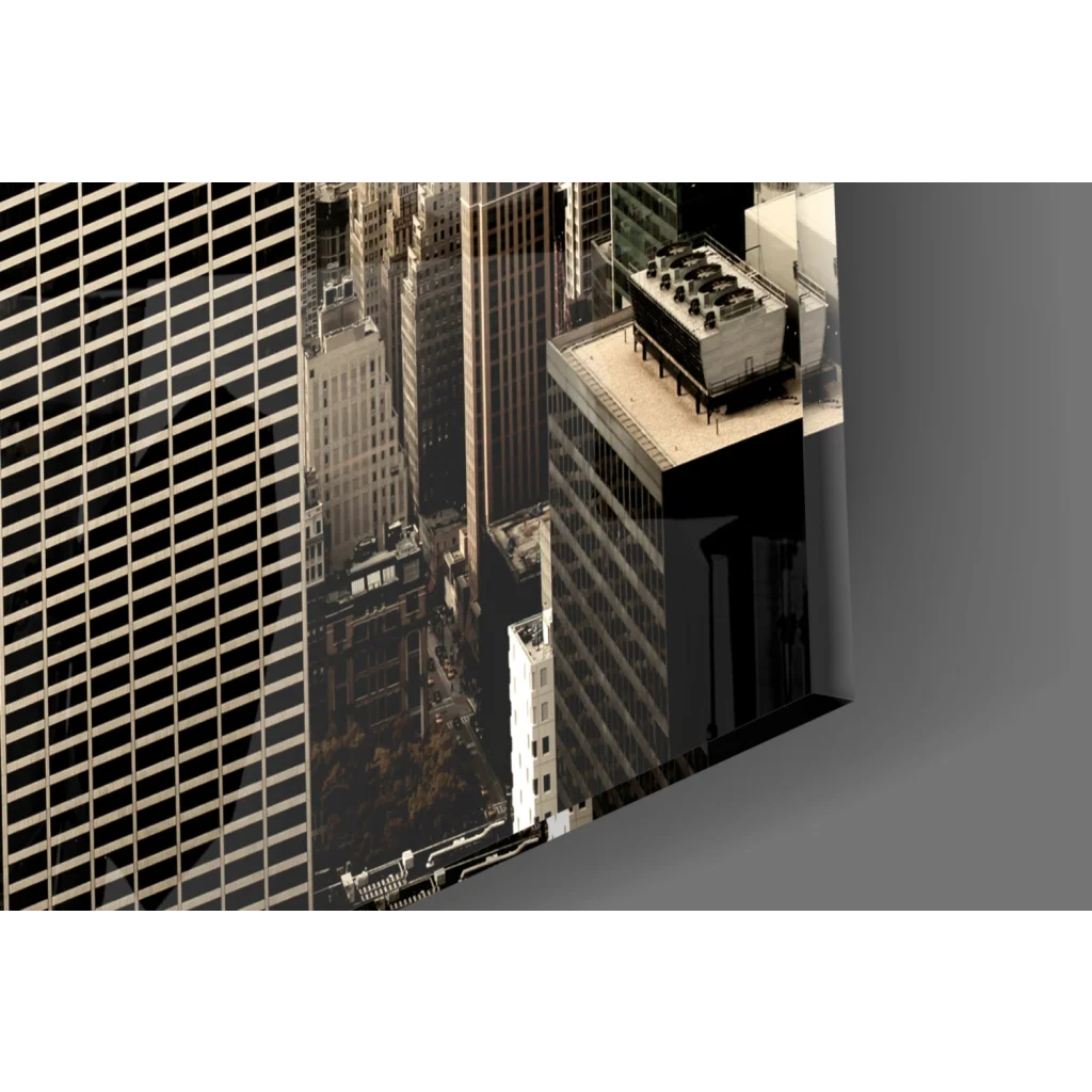 Sepia vintage NYC Empire State Building glass wall art canvas print