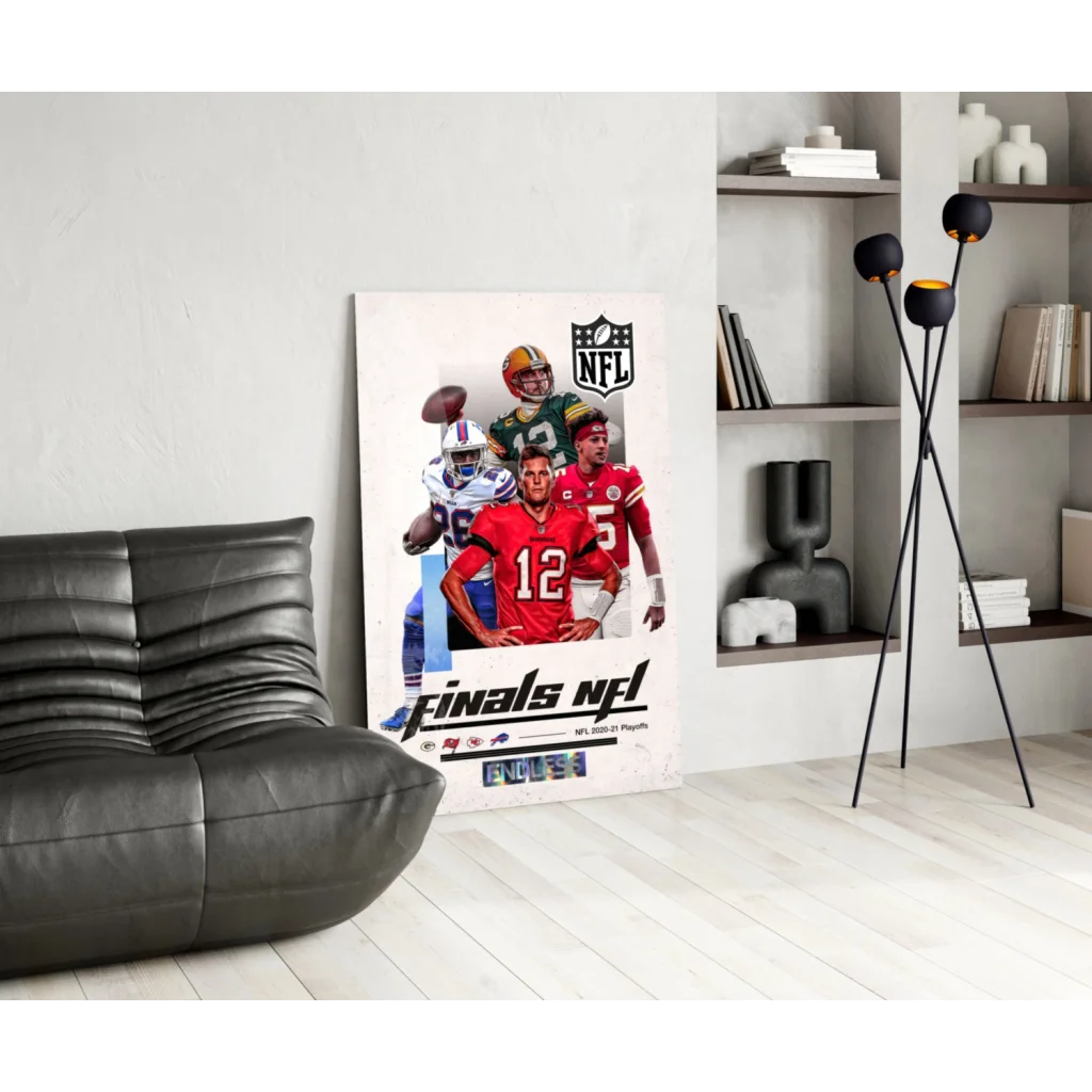 NFL finals glass wall art poster with 4 players and number 12
