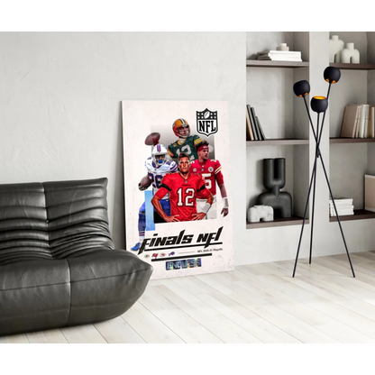 NFL finals glass wall art poster with 4 players and number 12