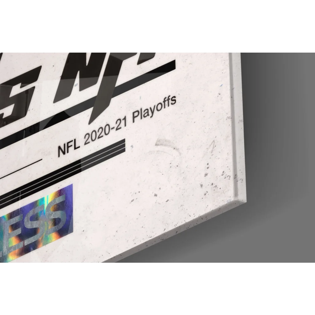 NFL 2020-21 playoffs glass wall art poster with white frame and holographic sticker