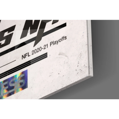 NFL 2020-21 playoffs glass wall art poster with white frame and holographic sticker