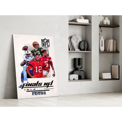 NFL finals glass wall art poster with four players in uniforms