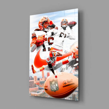 NFL Football Canvas Wall Art with Action Players and Cityscape