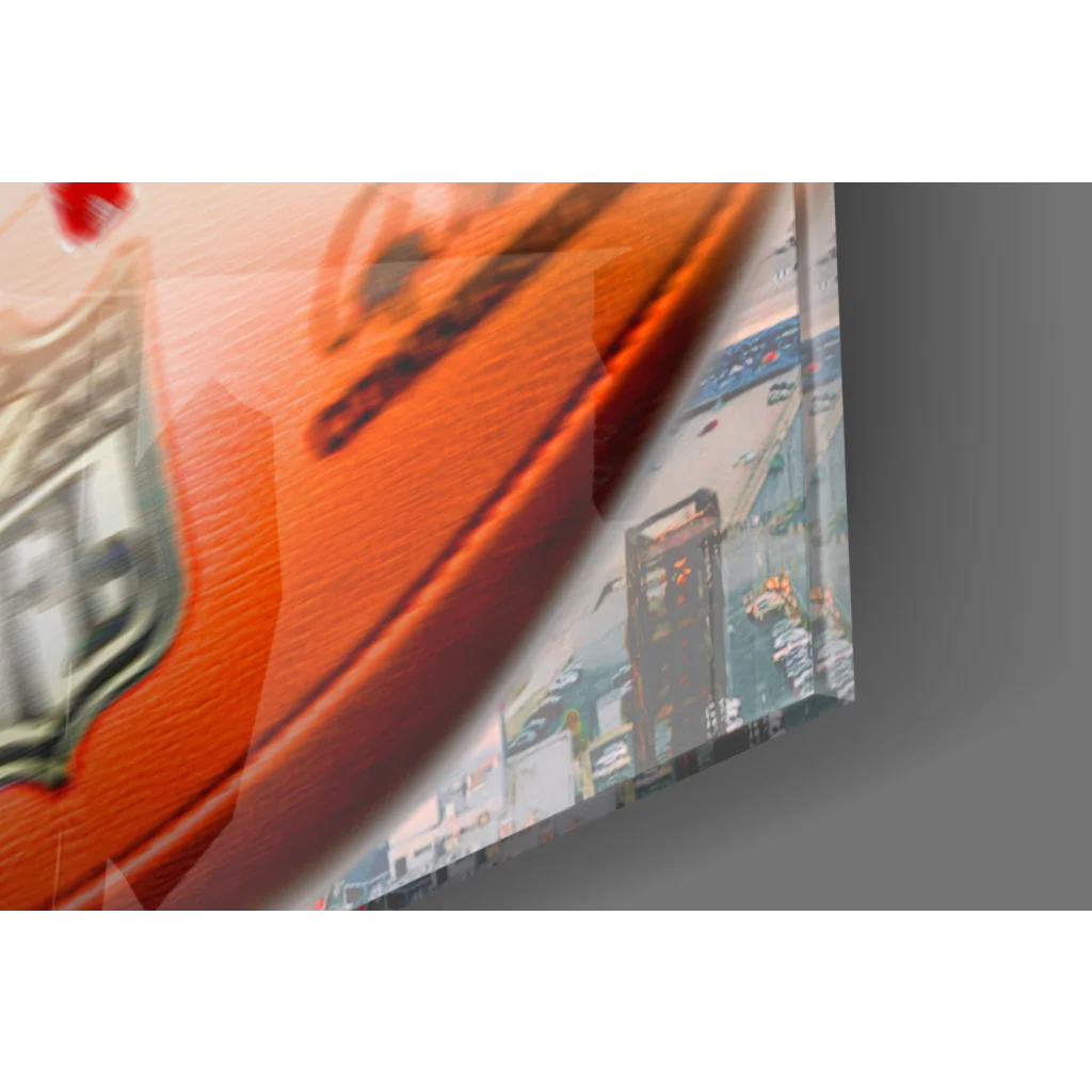 Nike orange soccer ball wall art in NFL action player design 18x24