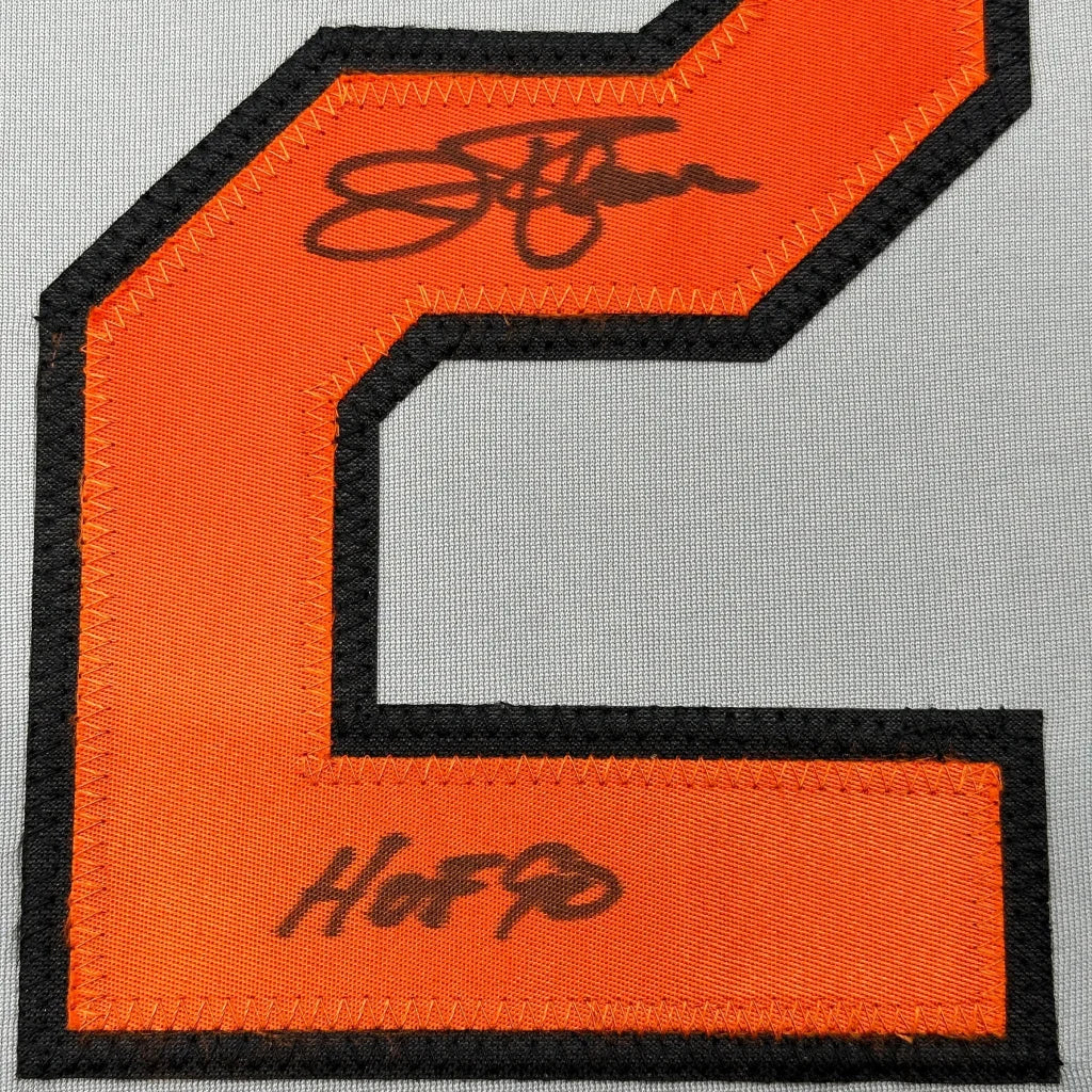 2018 NFL Hall of Fame autographed jersey with orange and black accents for display