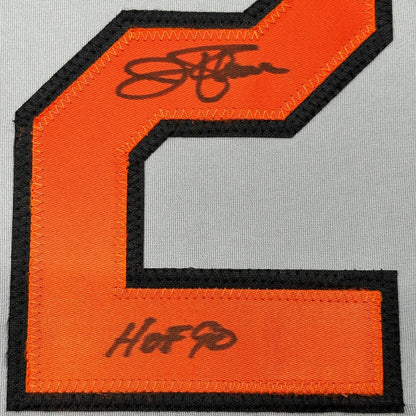 2018 NFL Hall of Fame autographed jersey with orange and black accents for display