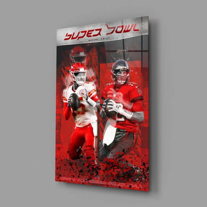 Super Bowl Glass Wall Art Featuring Epic Football Action Players | Glass Wall Art Print | vintageantiquesgifts.com