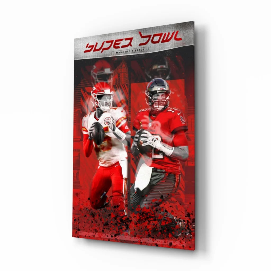 Super Bowl Glass Wall Art Featuring Epic Football Action Players | Insigneart USA | vintageantiquesgifts.com