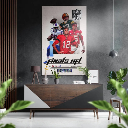 NFL finals poster on brushed aluminium dibond with action players