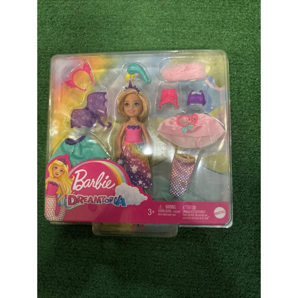 NIB Barbie Dreamtopia Chelsea doll mermaid with pink top and rainbow tail