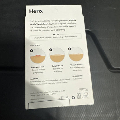 NIB Hero Mighty Patch Invisible+ hydrocolloid patches in white package