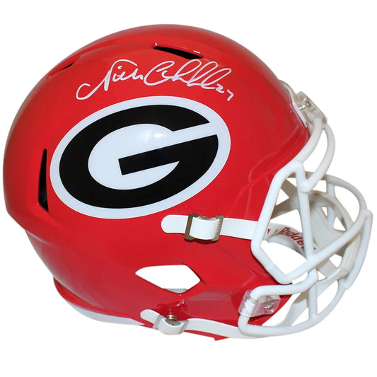 Nick Chubb autographed Georgia Bulldogs replica helmet with red glossy finish