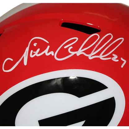 Nick Chubb autographed Georgia Bulldogs replica helmet with red glossy finish and G logo