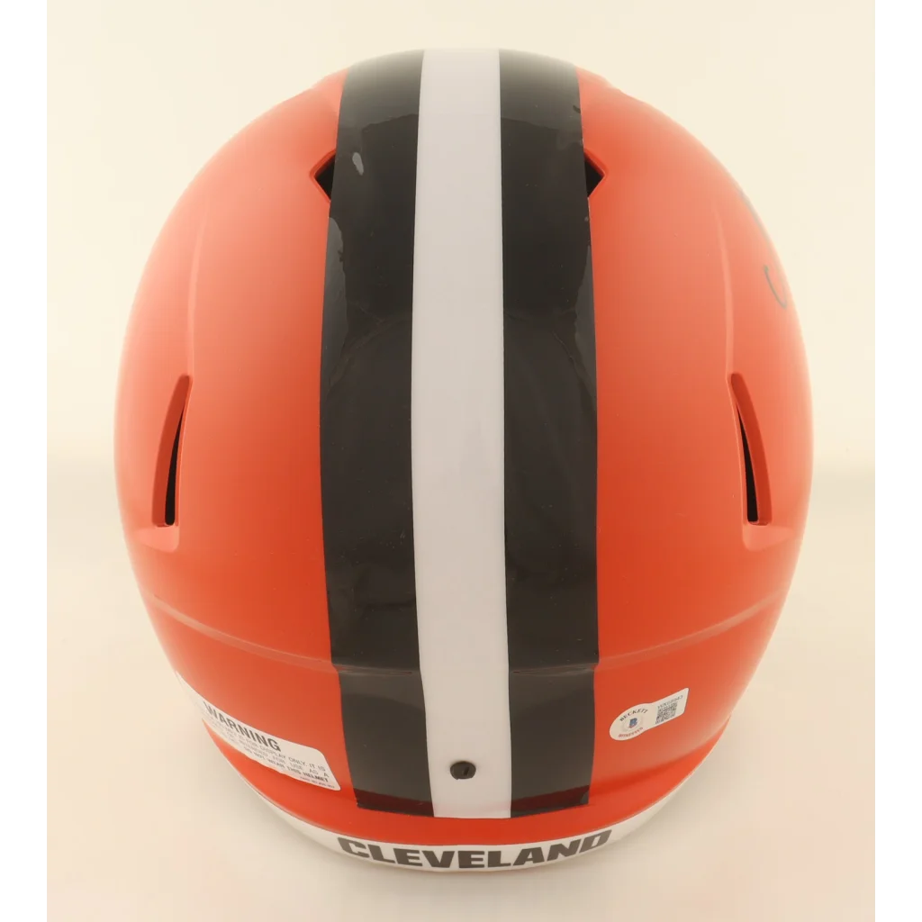 Nick Chubb signed Cleveland Browns orange speed helmet with stripes