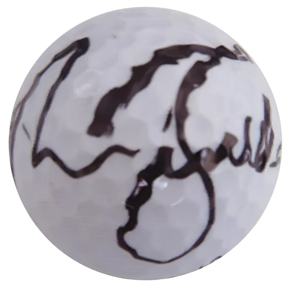 Nick Faldo autographed golf ball with dark brown signature