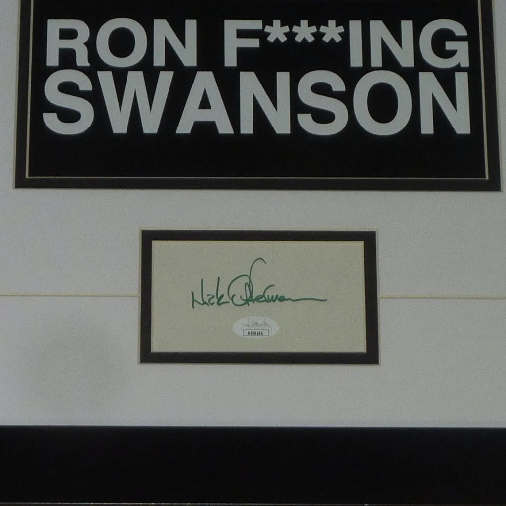 Nick Offerman signed Ron Swanson framed piece with JSA authentication