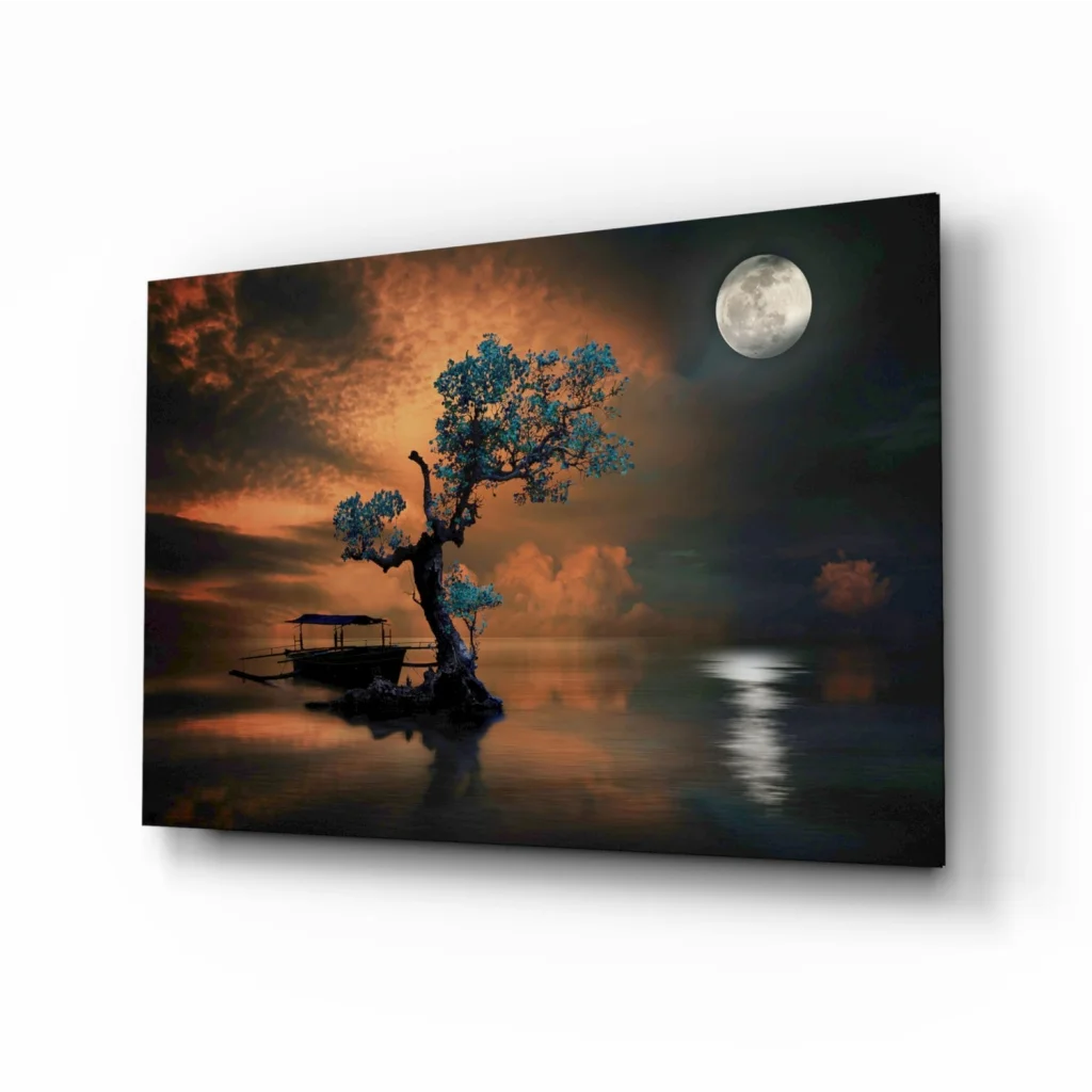 Moonlit Tree Island Canvas Wall Art Print | Insigneart USA | vintageantiquesgifts.com