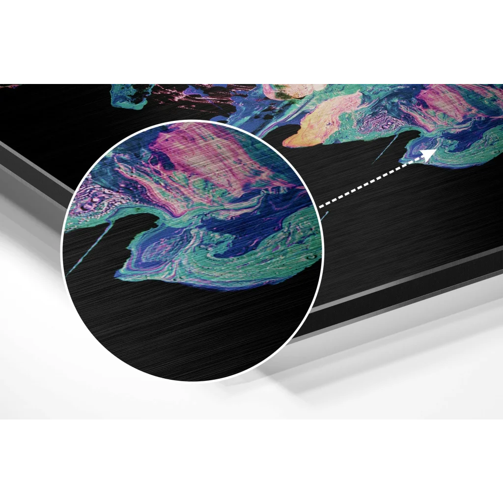 glass wall art Black and white abstract painting with colorful swirls on brushed aluminium dibond Nike Air Max 97 wall art