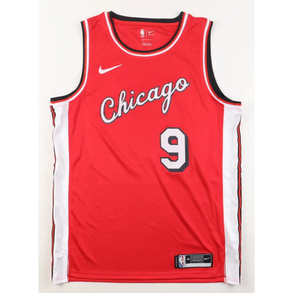 Red Chicago Bulls jersey with Nikola Vucevic signed number 9 for sale