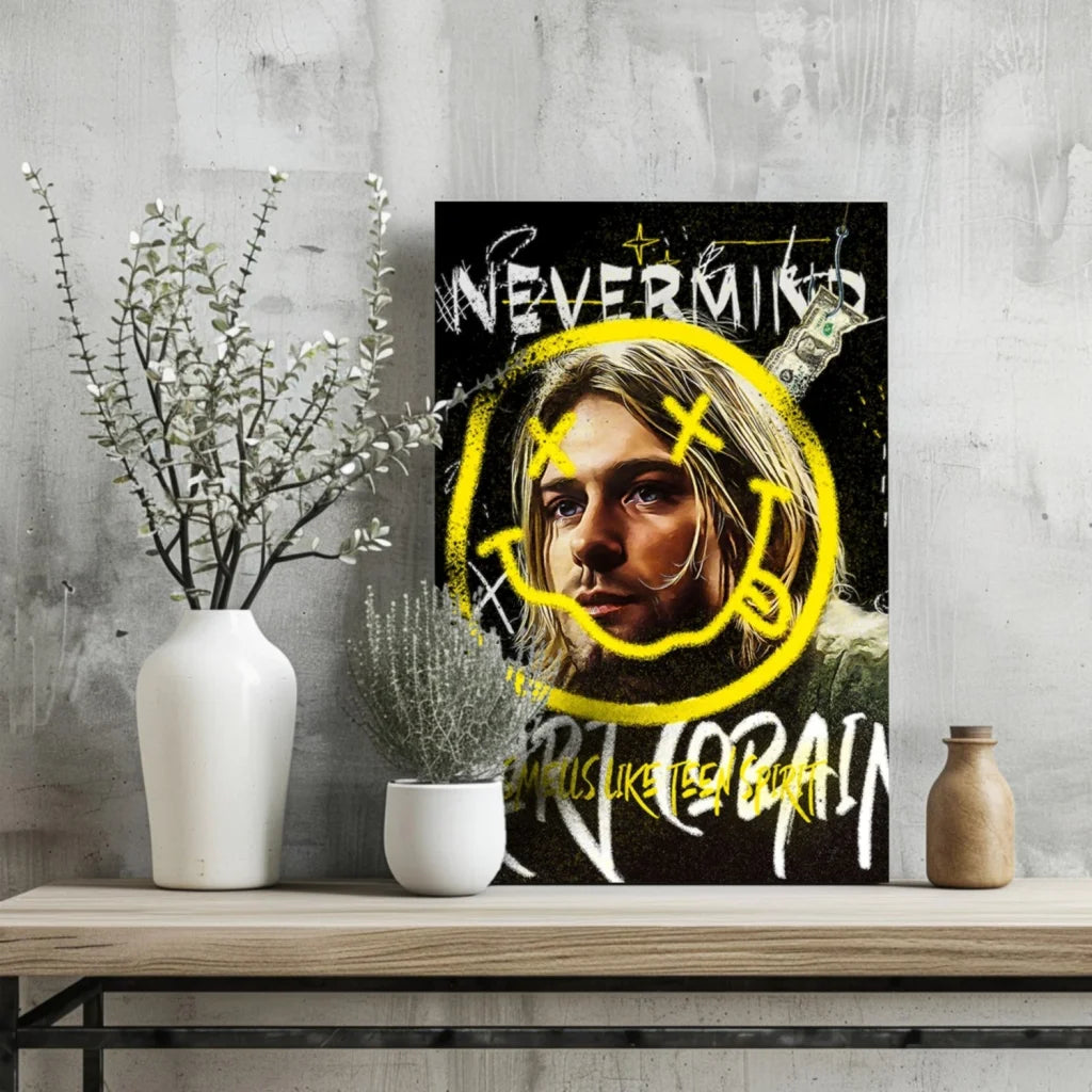 Nirvana Nevermind album cover art on aluminum print set