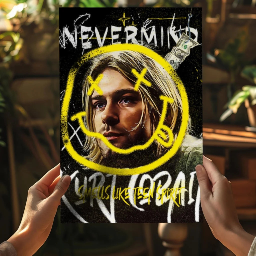 Nirvana Nevermind album cover poster on aluminum print set