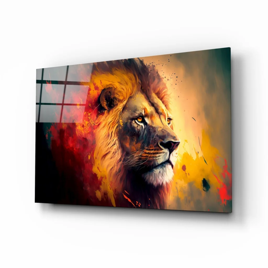 Fiery Lion Abstract Canvas Wall Art Explosion | Insigneart USA | vintageantiquesgifts.com