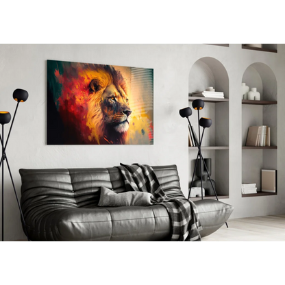Fiery Lion Abstract Canvas Wall Art Explosion | Contemporary Home Wall Art | vintageantiquesgifts.com