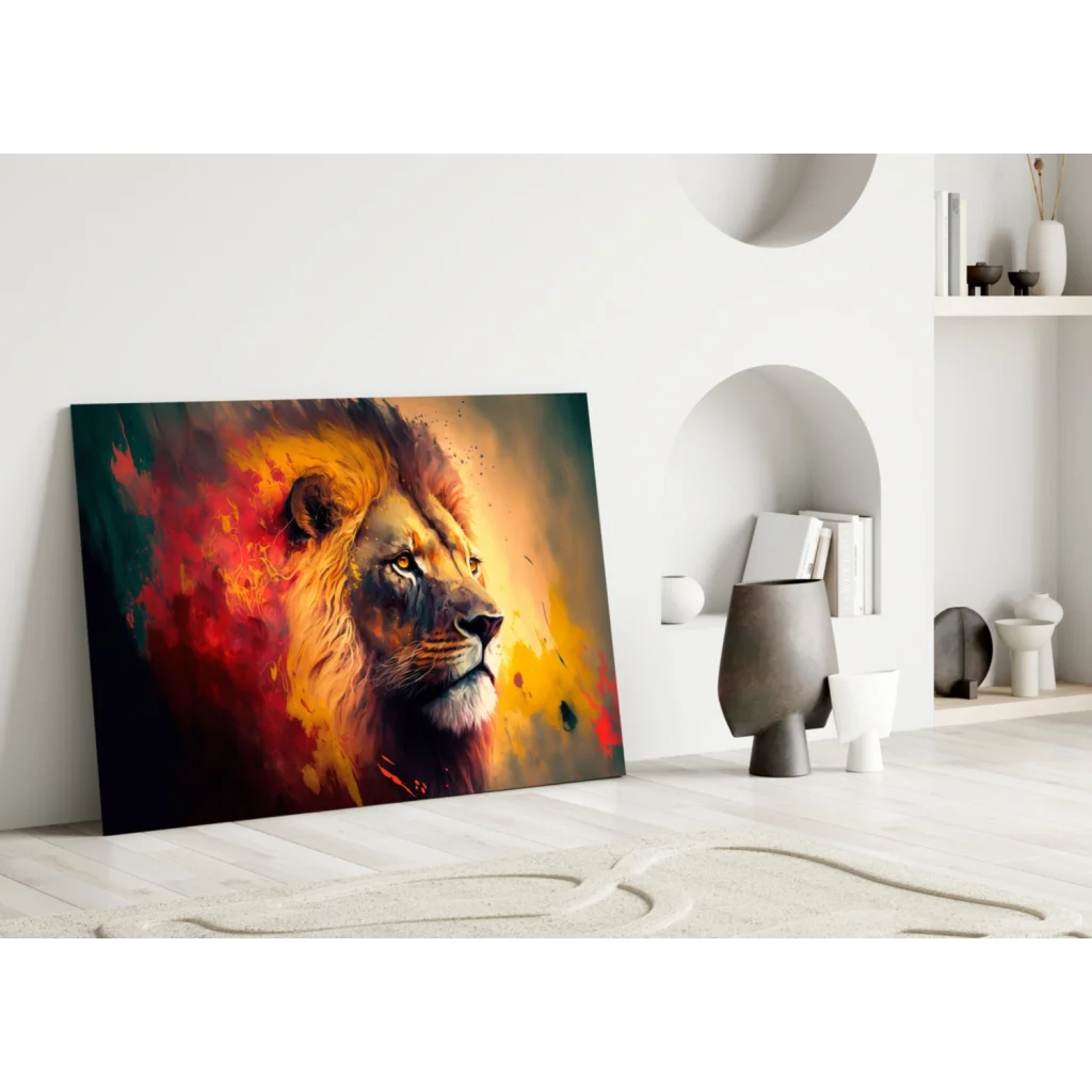 Fiery Lion Abstract Canvas Wall Art Explosion | Modern Wall Art Decor | vintageantiquesgifts.com