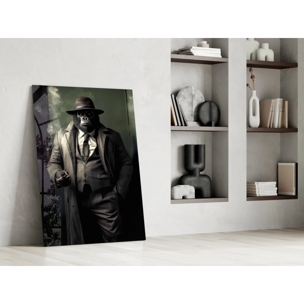 Noir detective skull fedora black and white man canvas wall art print