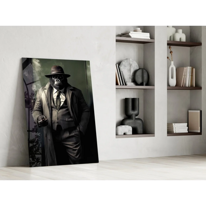 Noir detective skull fedora black and white man canvas wall art print