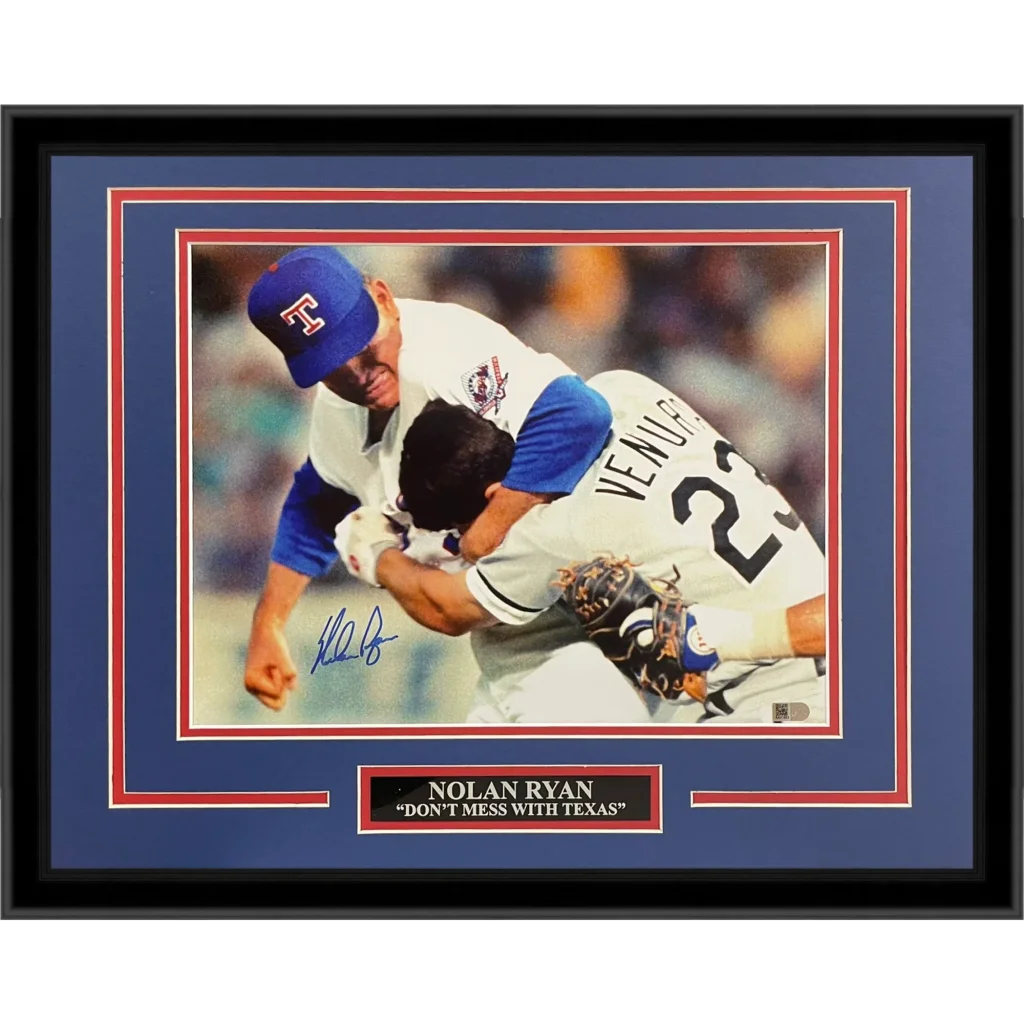 Nolan Ryan autographed Texas Rangers framed photo with Ventura punch