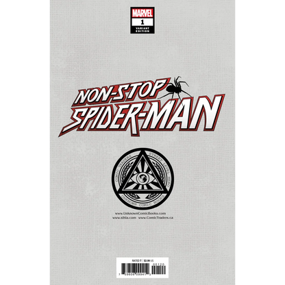 Gray Non Stop Spider-Man comic book with spider graphic from Unknown Comics Gabriele