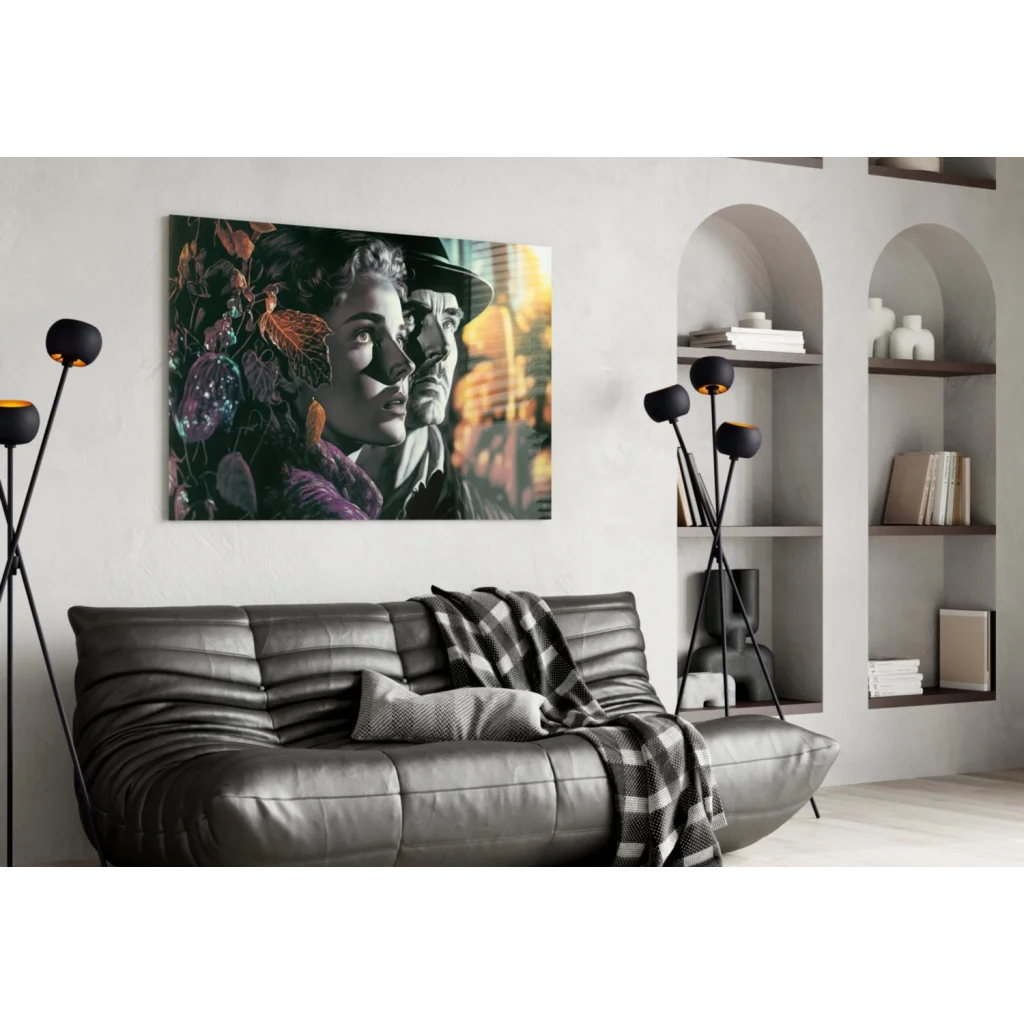 Glowing Autumn Portrait Canvas Wall Art with Luminous Orbs | Contemporary Home Wall Art | vintageantiquesgifts.com