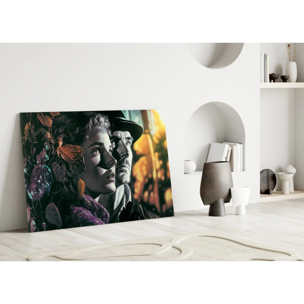 Glowing Autumn Portrait Canvas Wall Art with Luminous Orbs | Modern Wall Art Decor | vintageantiquesgifts.com