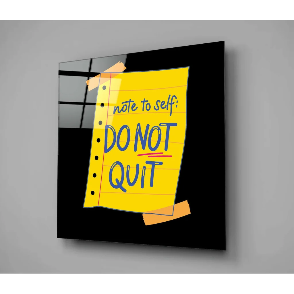 Motivational Glass Wall Art with Bold Never Quit Message | Modern Wall Art Decor | vintageantiquesgifts.com