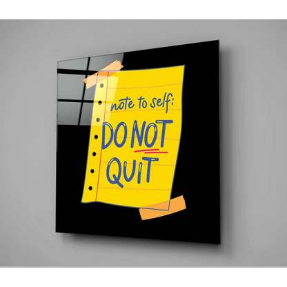 Motivational Glass Wall Art with Bold Never Quit Message | Modern Wall Art Decor | vintageantiquesgifts.com