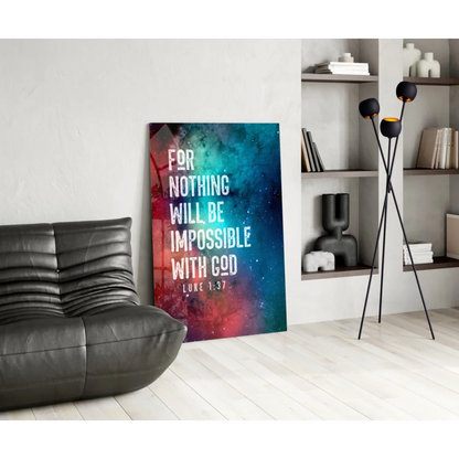 Cosmic faith scripture wall art canvas with galaxy colors and bold quote